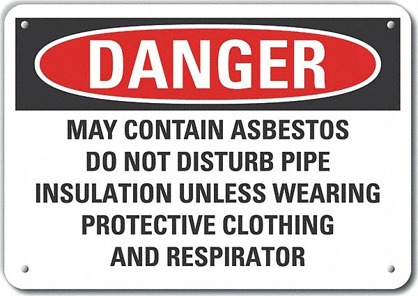 Reflective  Asbestos Danger Sign: Aluminum, Mounting Holes Sign Mounting, Engineer Grade