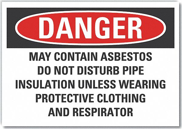  Asbestos Danger Label: Polyester, Adhesive Sign Mounting, 10 in x 14 in Nominal Sign Size