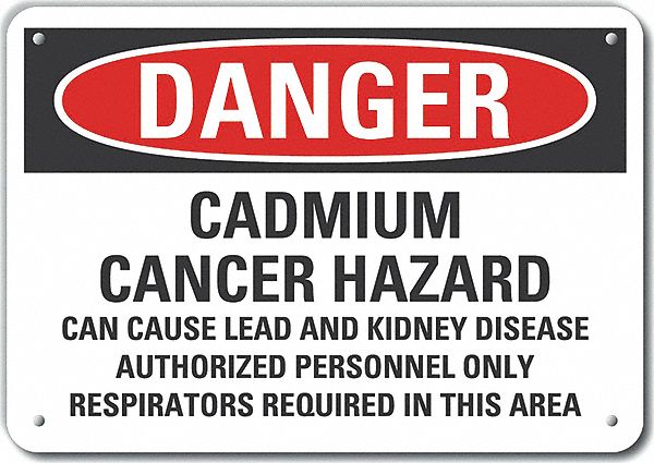 Reflective  Cadmium Danger Sign: Aluminum, Mounting Holes Sign Mounting, Engineer Grade