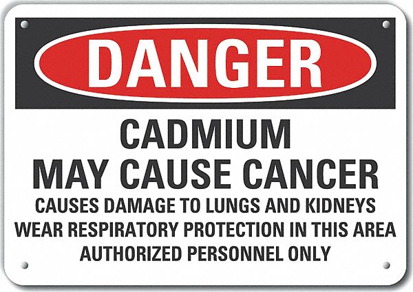 Reflective  Cadmium Danger Sign: Aluminum, Mounting Holes Sign Mounting, Engineer Grade