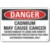 Danger: Cadmium May Cause Cancer Causes Damage To Lungs And Kidneys Wear Respiratory Protection In This Area Authorized Personnel Only Signs