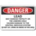 Danger: Lead May Damage Fertility Or The Unborn Child Causes Damage To The Central Nervous System Do Not Eat, Drink Or Smoke In This Area Signs