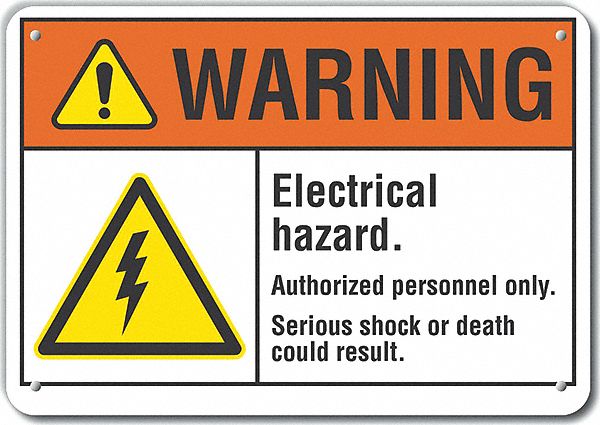 Reflective  Electrical Hazard Warning Sign: Aluminum, Mounting Holes Sign Mounting, Engineer Grade