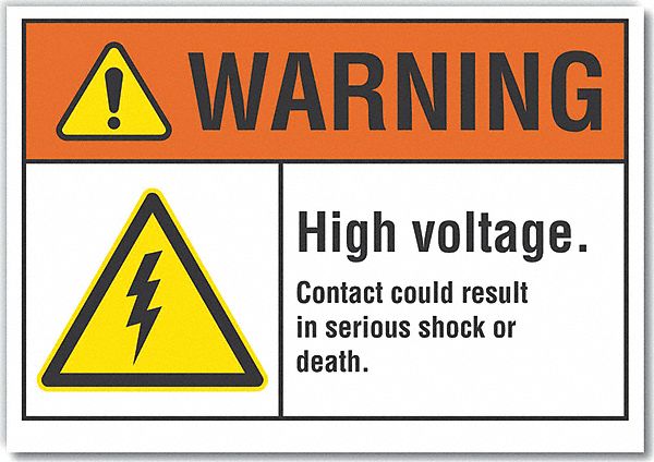 Warning Sign: Non-PVC Polymer, Adhesive Sign Mounting, 7 in x 10 in Nominal Sign Size