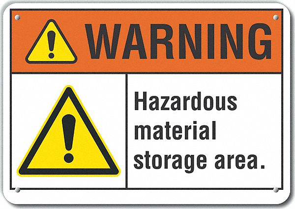 Reflective  Hazardous Materials Warning Sign: Aluminum, Mounting Holes Sign Mounting, Engineer Grade