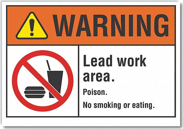 Warning Sign: Non-PVC Polymer, Adhesive Sign Mounting, 7 in x 10 in Nominal Sign Size
