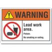 Warning: Lead Work Area. Poison. No Smoking Or Eating. Signs