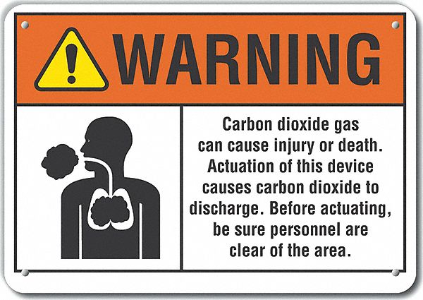 Reflective  Carbon Dioxide  Warning Sign: Aluminum, Mounting Holes Sign Mounting, Engineer Grade