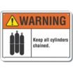 Warning: Keep All Cylinders Chained. Signs