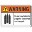 Warning: Be Sure Cylinder Is Properly Supported And Capped. Signs