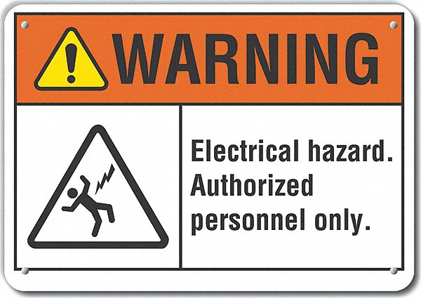 Reflective  Electrical Hazard Warning Sign: Aluminum, Mounting Holes Sign Mounting, Engineer Grade
