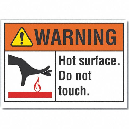 Polyester, Adhesive Sign Mounting, Hot Surface Warning Label -  64PL60