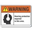Warning: Hearing Protection Required In This Area. Signs