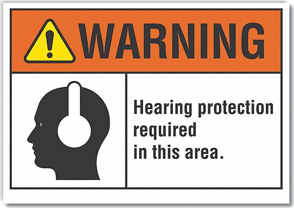 Warning Sign: Non-PVC Polymer, Adhesive Sign Mounting, 7 in x 10 in Nominal Sign Size, Warning, Wall