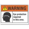 Warning: Eye Protection Required In This Area. Signs