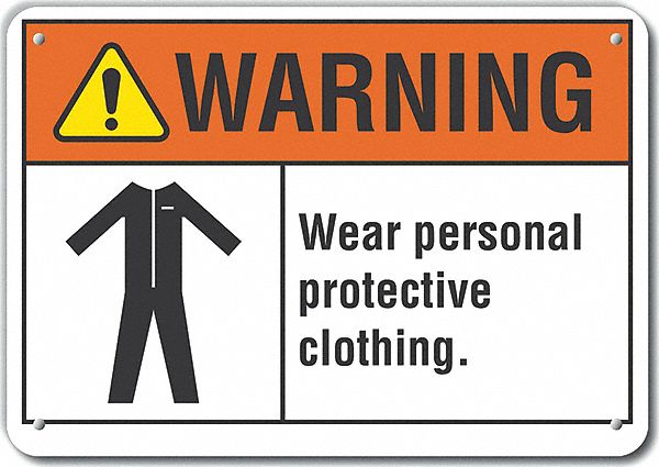 Reflective  Ppe  Warning Sign: Aluminum, Mounting Holes Sign Mounting, Engineer Grade, 0.04 in Thick