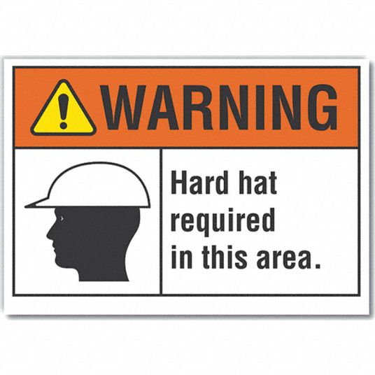 LYLE Hard Hat Warning Reflective Label, Sign Format ANSI/OSHA Format ...