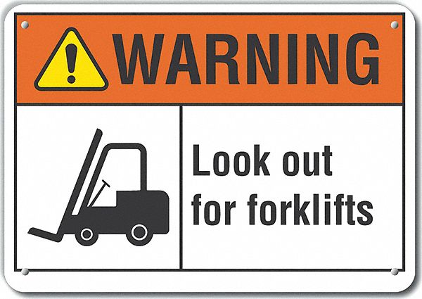 Reflective  Lift Truck Traffic Warning Sign: Aluminum, Mounting Holes Sign Mounting, Engineer Grade