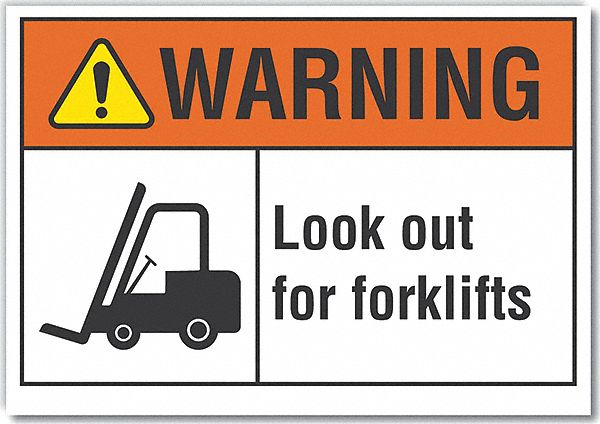 Warning Sign: Non-PVC Polymer, Adhesive Sign Mounting, 7 in x 10 in Nominal Sign Size