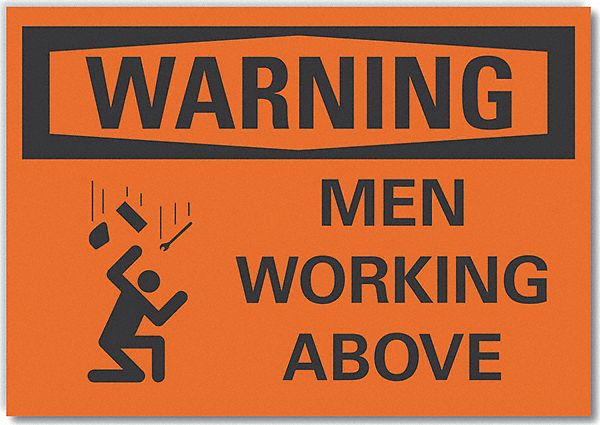 Warning Sign: Non-PVC Polymer, Adhesive Sign Mounting, 7 in x 10 in Nominal Sign Size, Warning
