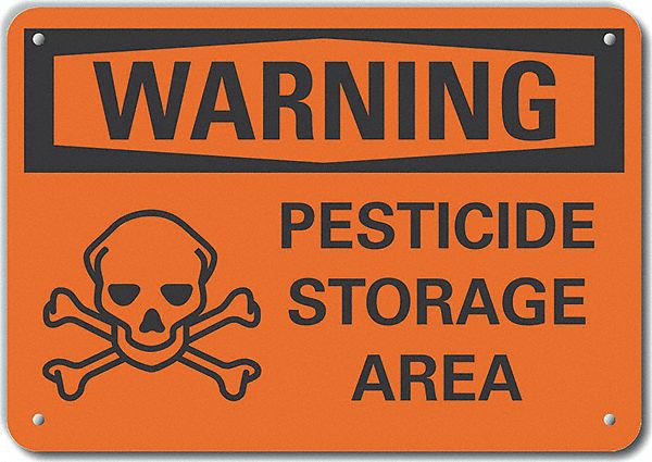 Reflective  Pesticide Warning Sign: Aluminum, Mounting Holes Sign Mounting, Engineer Grade