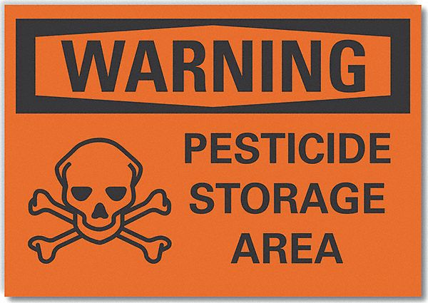 Warning Sign: Non-PVC Polymer, Adhesive Sign Mounting, 7 in x 10 in Nominal Sign Size, Warning, Wall