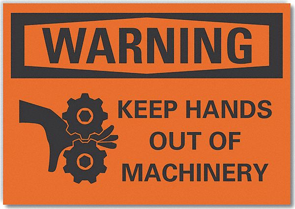 Warning Sign: Non-PVC Polymer, Adhesive Sign Mounting, 7 in x 10 in Nominal Sign Size, Warning