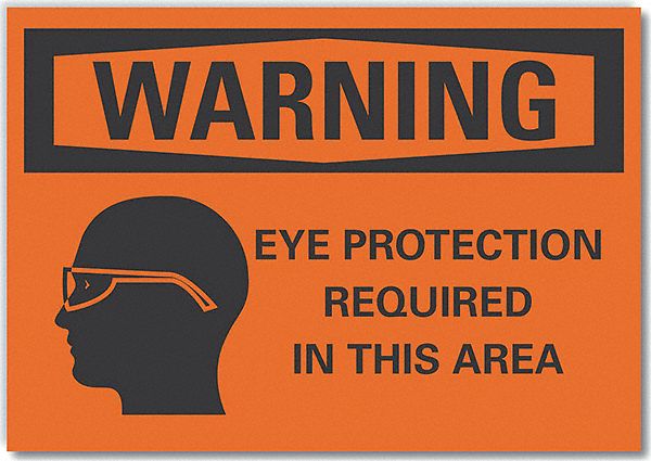 Warning Sign: Non-PVC Polymer, Adhesive Sign Mounting, 7 in x 10 in Nominal Sign Size, Warning, Wall