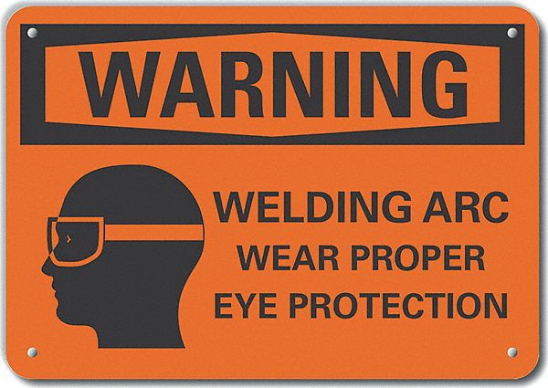 Reflective  Eye  Warning Sign: Aluminum, Mounting Holes Sign Mounting, Engineer Grade, 0.04 in Thick