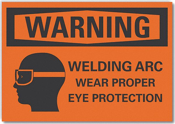Warning Sign: Non-PVC Polymer, Adhesive Sign Mounting, 7 in x 10 in Nominal Sign Size, Warning