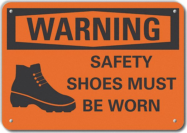 Reflective  Foot  Warning Sign: Aluminum, Mounting Holes Sign Mounting, Engineer Grade