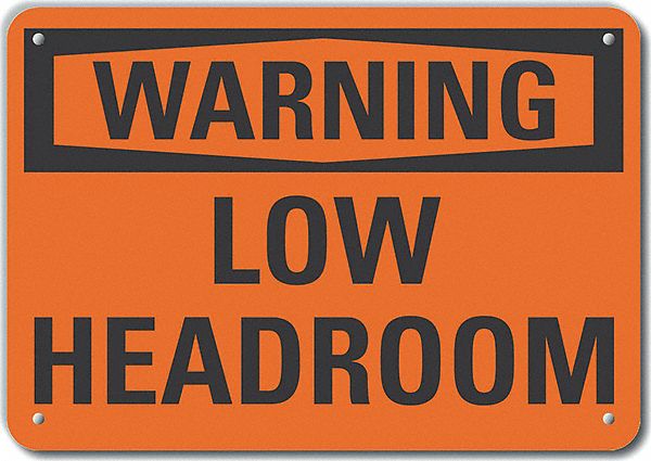 Reflective  Low Clearance Warning Sign: Aluminum, Mounting Holes Sign Mounting, Engineer Grade