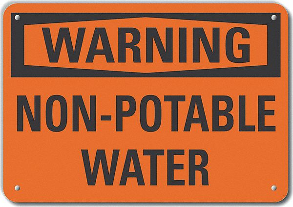 Reflective  Potable Water Warning Sign: Aluminum, Mounting Holes Sign Mounting, Engineer Grade