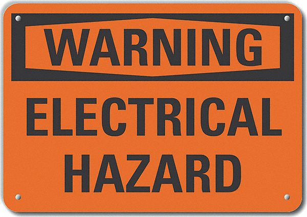 Reflective  Electrical Hazard Warning Sign: Aluminum, Mounting Holes Sign Mounting, Engineer Grade