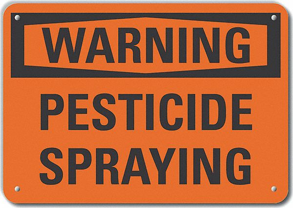 Reflective  Pesticide Warning Sign: Aluminum, Mounting Holes Sign Mounting, Engineer Grade