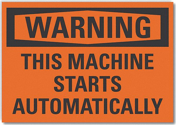 Warning Sign: Non-PVC Polymer, Adhesive Sign Mounting, 7 in x 10 in Nominal Sign Size, Warning