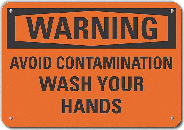 Reflective Wash Hands Warning Sign: Aluminum, Mounting Holes Sign Mounting, Engineer Grade, Orange