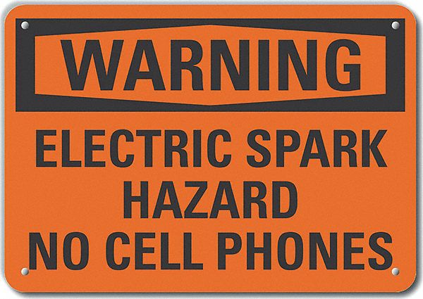 Reflective No Phones Warning Sign: Aluminum, Mounting Holes Sign Mounting, Engineer Grade