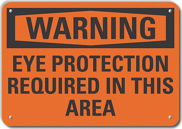 Reflective  Eye  Warning Sign: Aluminum, Mounting Holes Sign Mounting, Engineer Grade, 0.04 in Thick