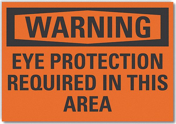 Warning Sign: Non-PVC Polymer, Adhesive Sign Mounting, 7 in x 10 in Nominal Sign Size, Warning, Wall