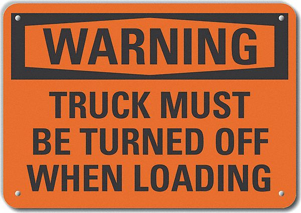 Reflective  Loading & Unloading Warning Sign: Aluminum, Mounting Holes Sign Mounting, Engineer Grade