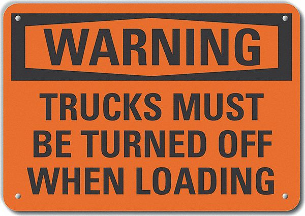 Reflective  Loading & Unloading Warning Sign: Aluminum, Mounting Holes Sign Mounting, Engineer Grade