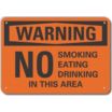 Warning: No Smoking Eating Drinking In This Area Signs