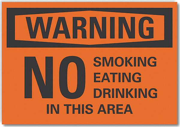 Warning Sign: Non-PVC Polymer, Adhesive Sign Mounting, 7 in x 10 in Nominal Sign Size