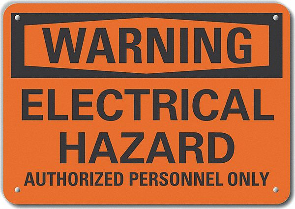 Reflective  Electrical Hazard Warning Sign: Aluminum, Mounting Holes Sign Mounting, Engineer Grade