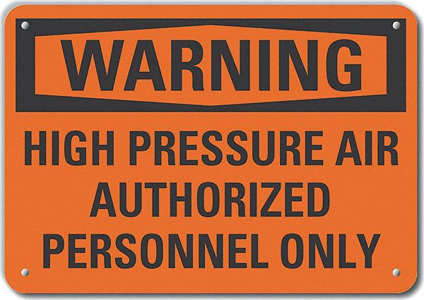 Reflective  High Pressure Warning Sign: Aluminum, Mounting Holes Sign Mounting, Engineer Grade
