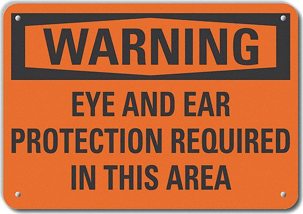 Reflective  Eye & Ear  Warning Sign: Aluminum, Mounting Holes Sign Mounting, Engineer Grade
