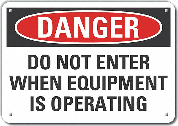 Plastic Machine & Operation Danger Sign: Plastic, Mounting Holes Sign Mounting, Not Retroreflective