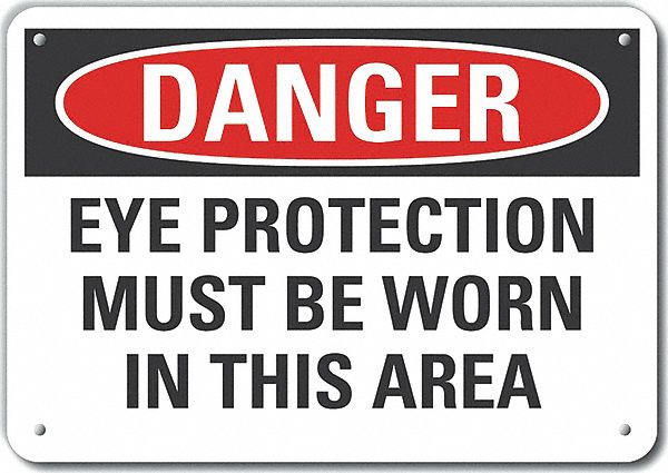 Plastic Eye Danger Sign, 10x14in, Plastic
