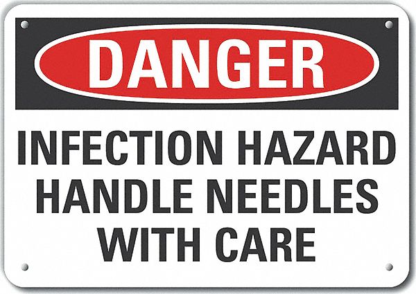 Alum Infection Hazard Danger Sign, 7x10in